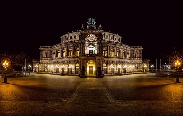 Night, the city, Germany, Dresden, lighting, lights, Dresden, Germany