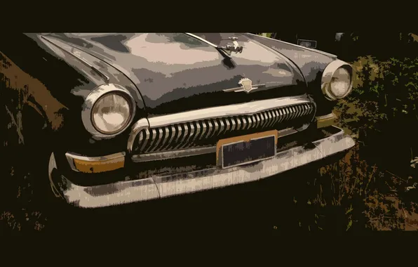 Picture machine, auto, retro, background, art, Volga, figure. Wallpaper