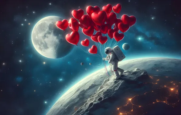 Love, holiday, heart, heart, hearts, heart, Valentine's Day, AI art