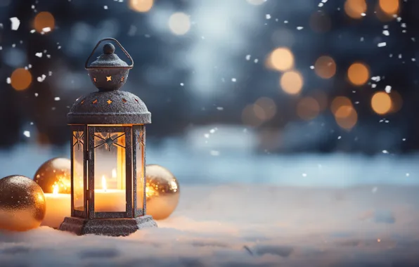 Winter, light, snow, night, nature, candle, Christmas, flashlight