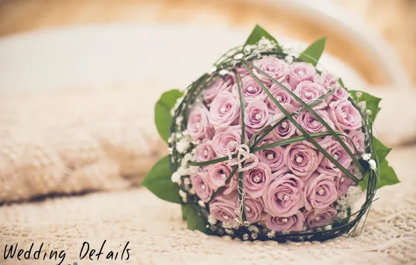 Picture decoration, roses, hearts, buds, wedding bouquet
