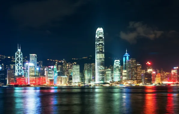 River, home, China, Hong Kong night