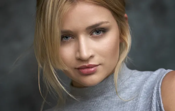 Girl, Blonde, Gray, Face, Sight