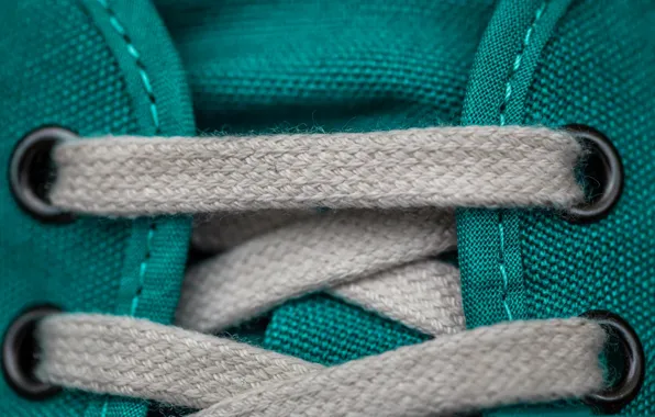 Macro, sneakers, laces