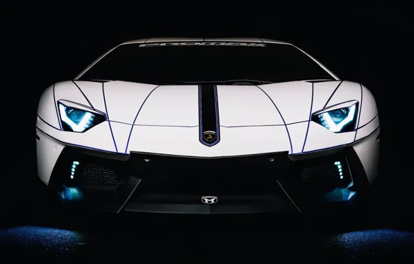 Lamborghini, Car, Auto, White, LP700-4, Aventador, 2014, Tron Tuning