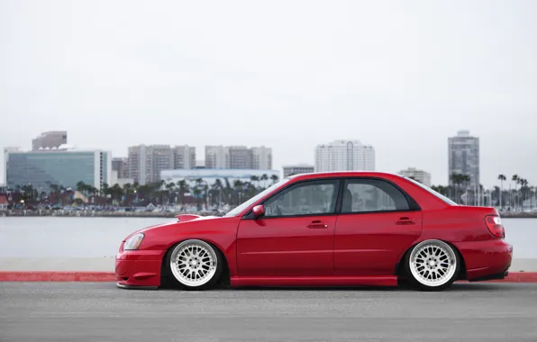 Red, Subaru, Impreza, profile, WRX, red, Subaru, Impreza