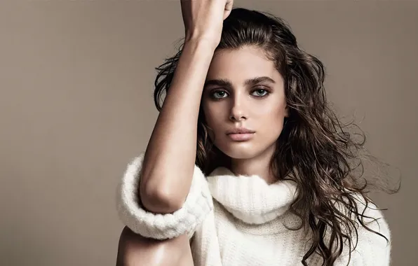 Picture look, girl, pose, model, hair, makeup, sweater, Taylor Hill