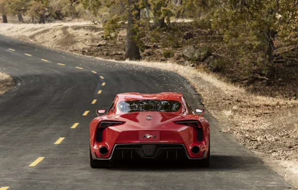 Road, red, coupe, Toyota, feed, 2014, FT-1 Concept