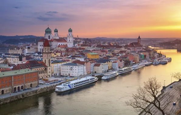 Picture river, home, Germany, Bayern, Cathedral, The Danube, Passau