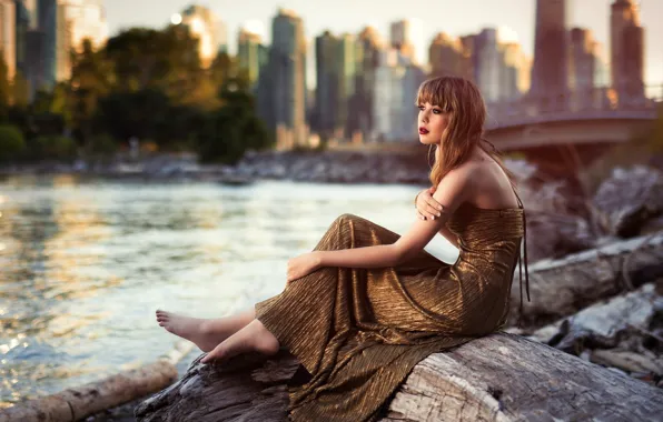 Picture landscape, the city, pose, river, model, portrait, home, makeup