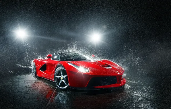 Light, Red, LaFerrari, Drops