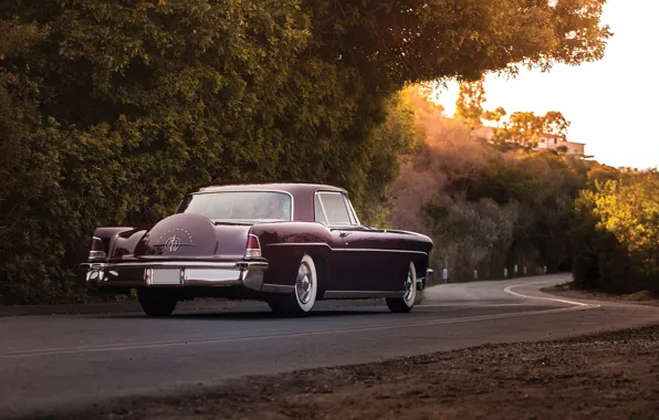 Road, Lincoln, background, Continental, rear view, 1956, Lincoln, Mark II