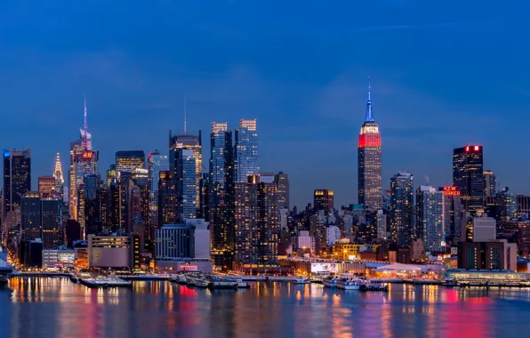 Night, lights, home, New York, USA, Manhattan