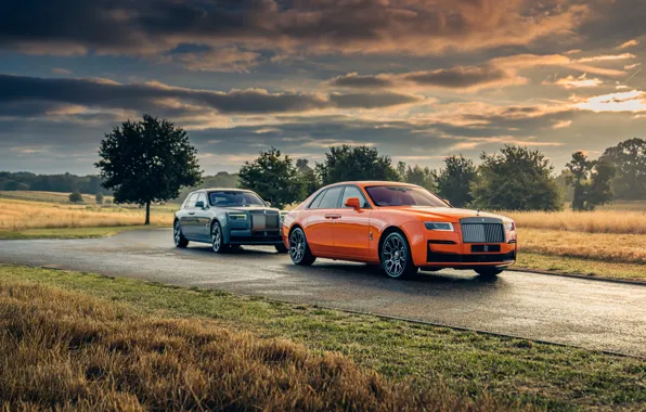 Picture Clouds, Road, Trees, Rolls-Royce, Rolls-Royce, 2022, Luxury cars, Luxury cars