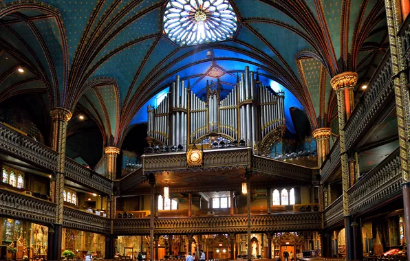 Picture Canada, Church, balcony, religion, column, body, The Notre Dame Basilica, Basilique Notre Dame de Montreal