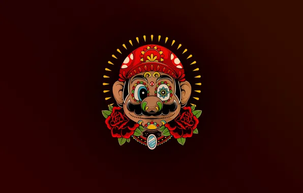 Picture Minimalism, The game, Mexico, Style, Face, Mario, Background, Art