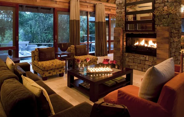 Picture Villa, fireplace, living room