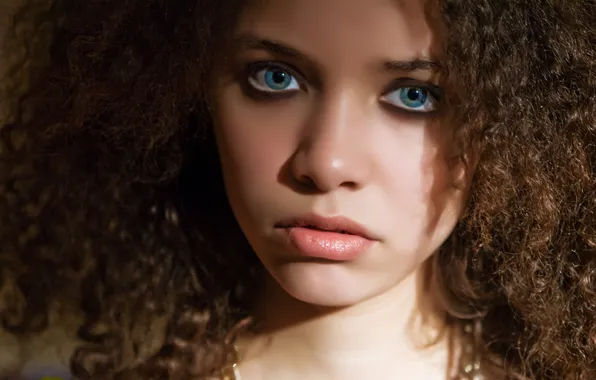 Look, girl, curls, blue-eyed