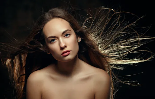 Look, girl, hair, naked, portrait
