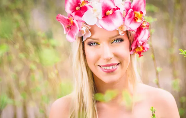 Flowers, face, smile, background, model, Josephine