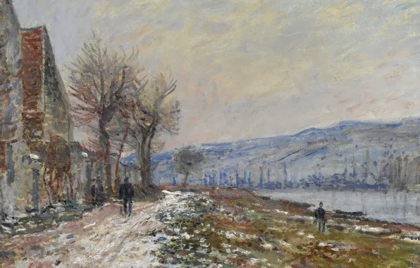 Landscape, picture, Claude Monet, Hay in Lavacore. Snow Effect