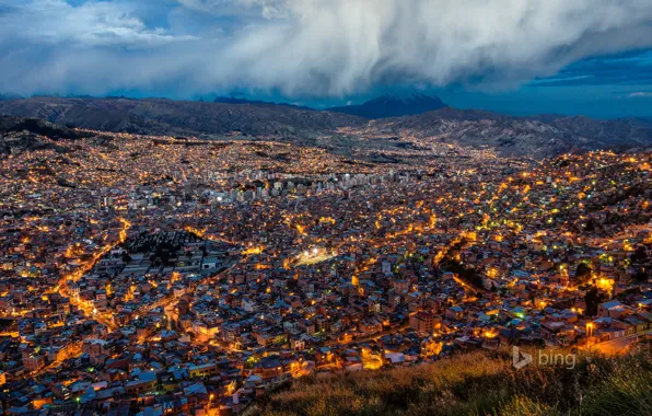 Wallpaper night, the city, Bolivia, La Paz for mobile and desktop, section  город, resolution 2048x1276 - download