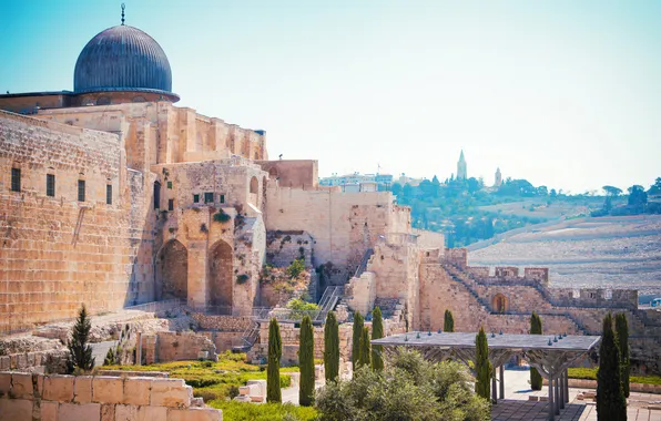 Landscape, temple, Jerusalem, Israel, Jerusalem