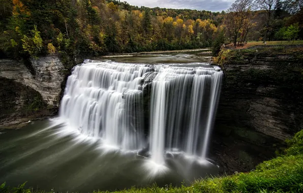 Picture Autumn, Waterfall, Letchworth State Park, Middle Falls