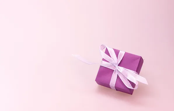 Holiday, box, gift, tape, bow, pink background