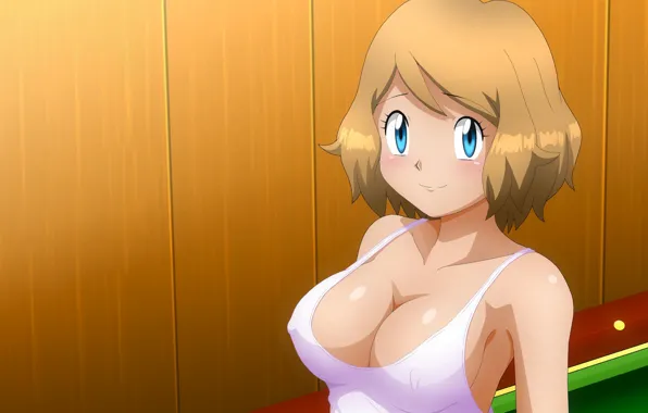 Girl, sexy, cleavage, blouse, boobs, anime, beautiful, short hair
