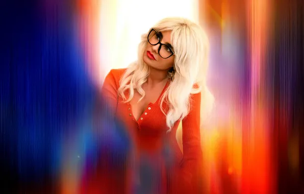 Background, fiction, glasses, blonde, Superman, beauty, red dress, action