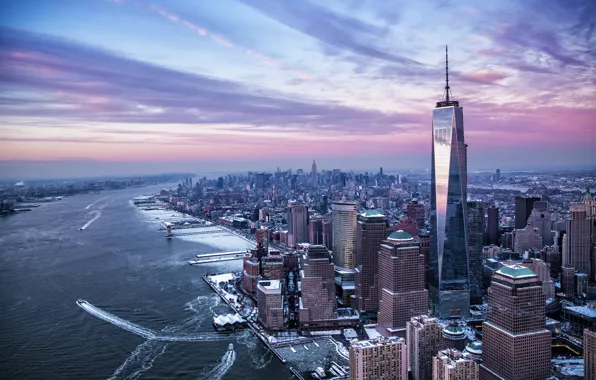 Picture USA, United States, skyline, sky, water, New York, Manhattan, NYC