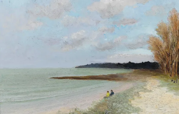 Sea, landscape, people, shore, picture, Marseille Dif, Carnac Beach