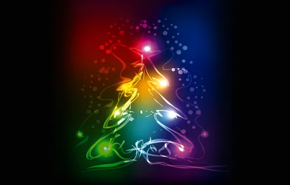 Picture tree, colors, New Year, Christmas, christmas, tree, neon, xmas