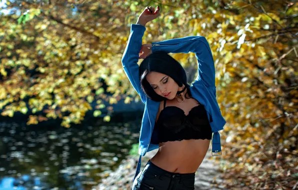 Chest, pose, Girl, brunette, Alexander Urmashev