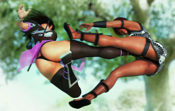 Ass, girls, panties, stockings, battle, fight, blow