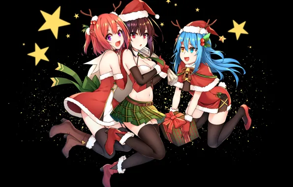 Picture new year, anime, art, girl, maiden, helther