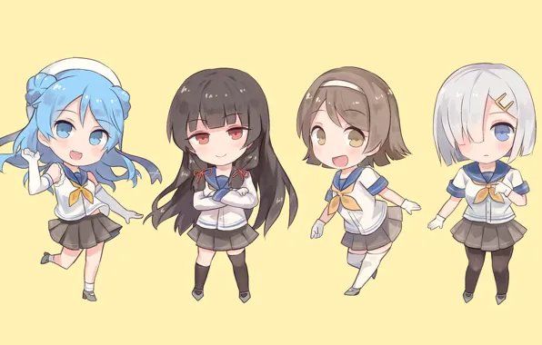 Girls, Chibi, Kantai Collection, Naval Collection