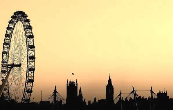 London, wheel, silhouettes