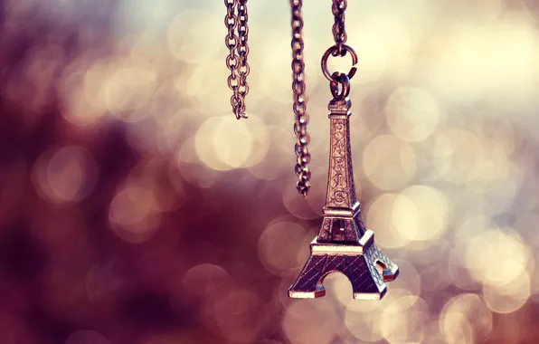 Picture Paris, Eiffel tower, Paris, chain, keychain, suspension, bokeh, metal