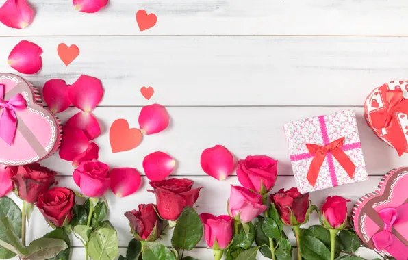 Picture love, flowers, heart, roses, petals, gifts, hearts, love