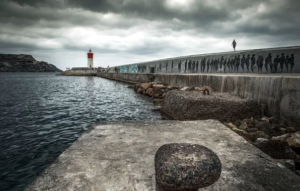 Landscape, lighthouse, Marina