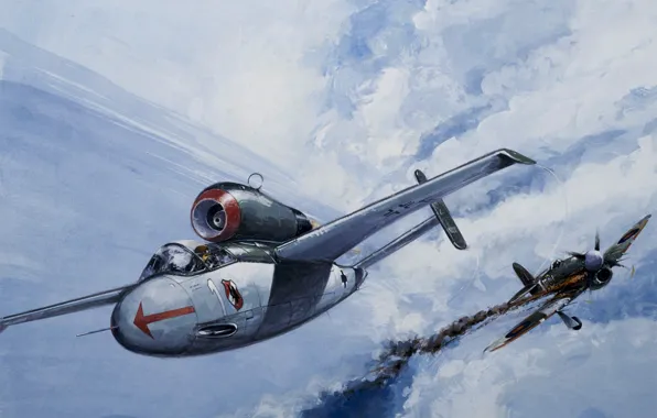 Picture war, art, airplane, painting, aviation, ww2, dogfight, het