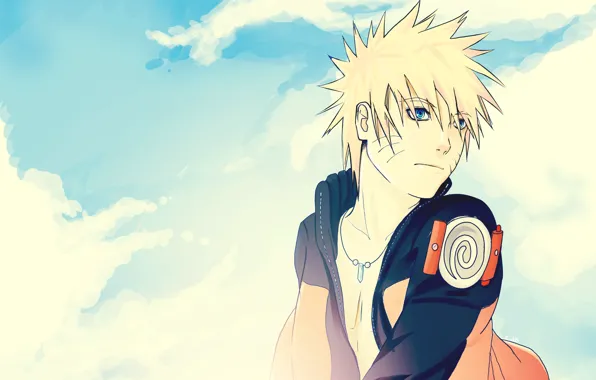 The sky, clouds, pendant, ninja, Naruto, Naruto, Uzumaki