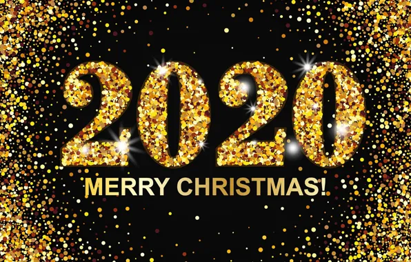 Figures, New year, gold, Christmas, New Year, Merry, 2020