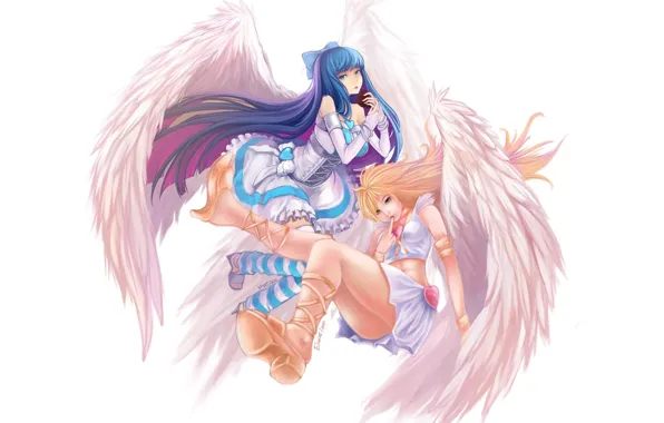 Girls, wings, art, hearts, white background, panty &ampamp; stocking with garterbelt