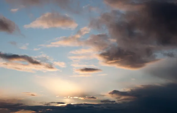 The sky, clouds, sunset, clouds, nature, the evening