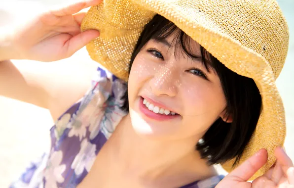 Beautiful, Asian, Model, Smile, Woman, Hat, Pretty, Japanese