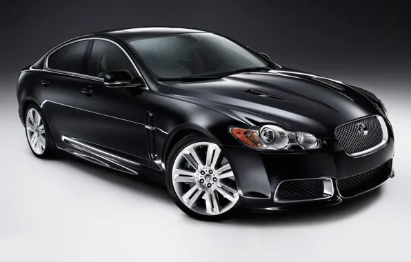 Black, Jaguar, car, sedan