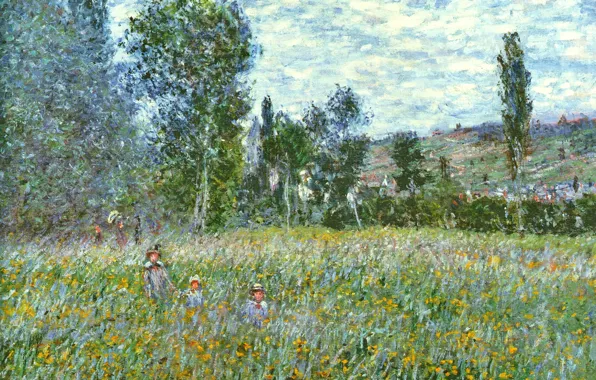Landscape, nature, picture, Meadow, Claude Monet